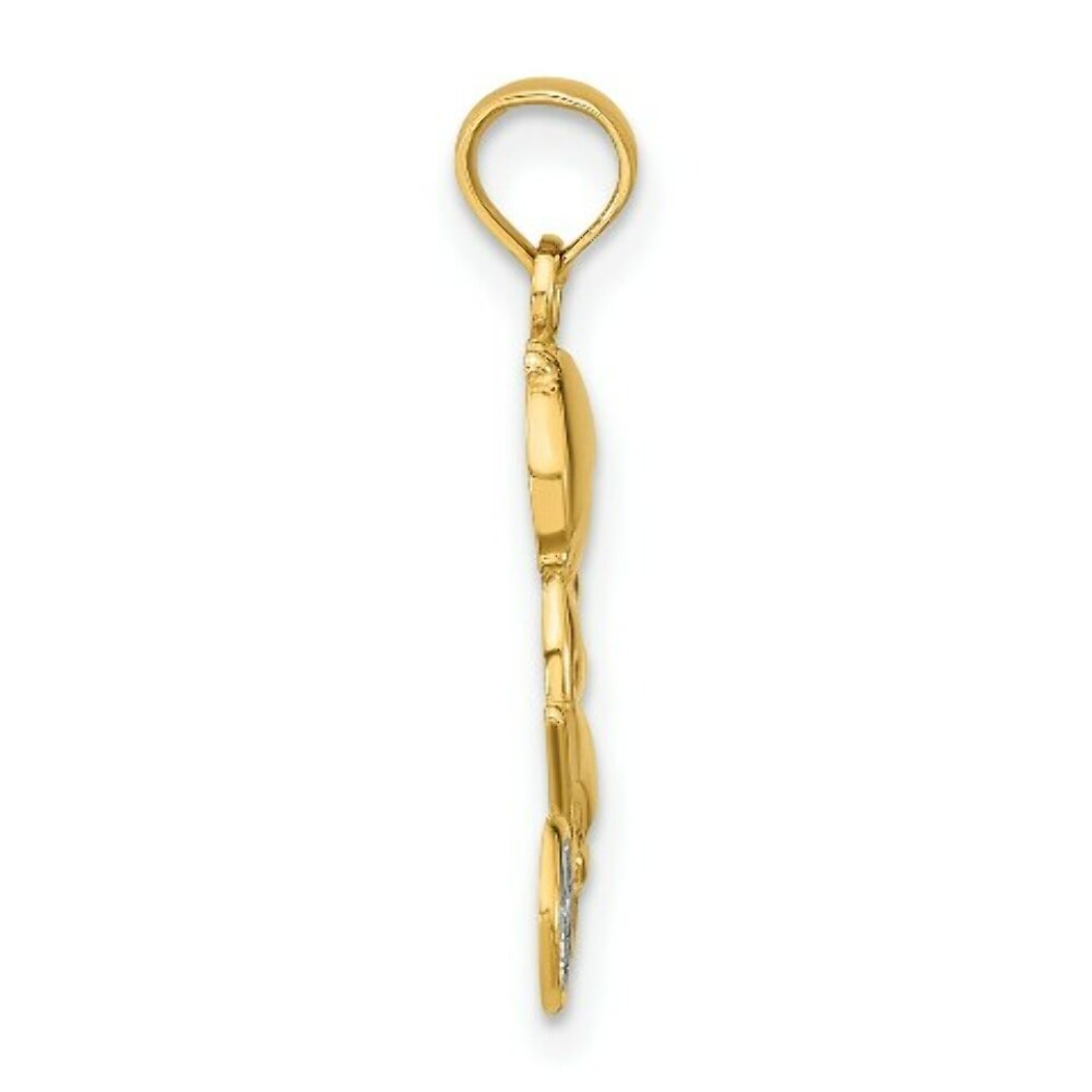 14k Yellow Gold and White Rhodium Little Boy On Bicycle Charm Pendant