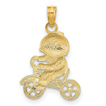 Load image into Gallery viewer, 14k Yellow Gold and White Rhodium Little Boy On Bicycle Charm Pendant
