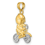Load image into Gallery viewer, 14k Yellow Gold and White Rhodium Little Boy On Bicycle Charm Pendant
