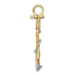 Load image into Gallery viewer, 14K Two-tone Gold 3-D Anchor With White Rope Shackle Bail Charm Pendant
