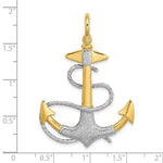 Load image into Gallery viewer, 14K Two-tone Gold 3-D Anchor With White Rope Shackle Bail Charm Pendant

