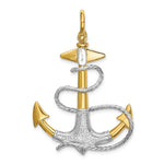 Load image into Gallery viewer, 14K Two-tone Gold 3-D Anchor With White Rope Shackle Bail Charm Pendant
