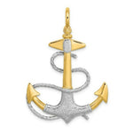 Load image into Gallery viewer, 14K Two-tone Gold 3-D Anchor With White Rope Shackle Bail Charm Pendant
