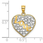 Load image into Gallery viewer, 14k Yellow Gold and White Rhodium Heart With Love Charm Pendant
