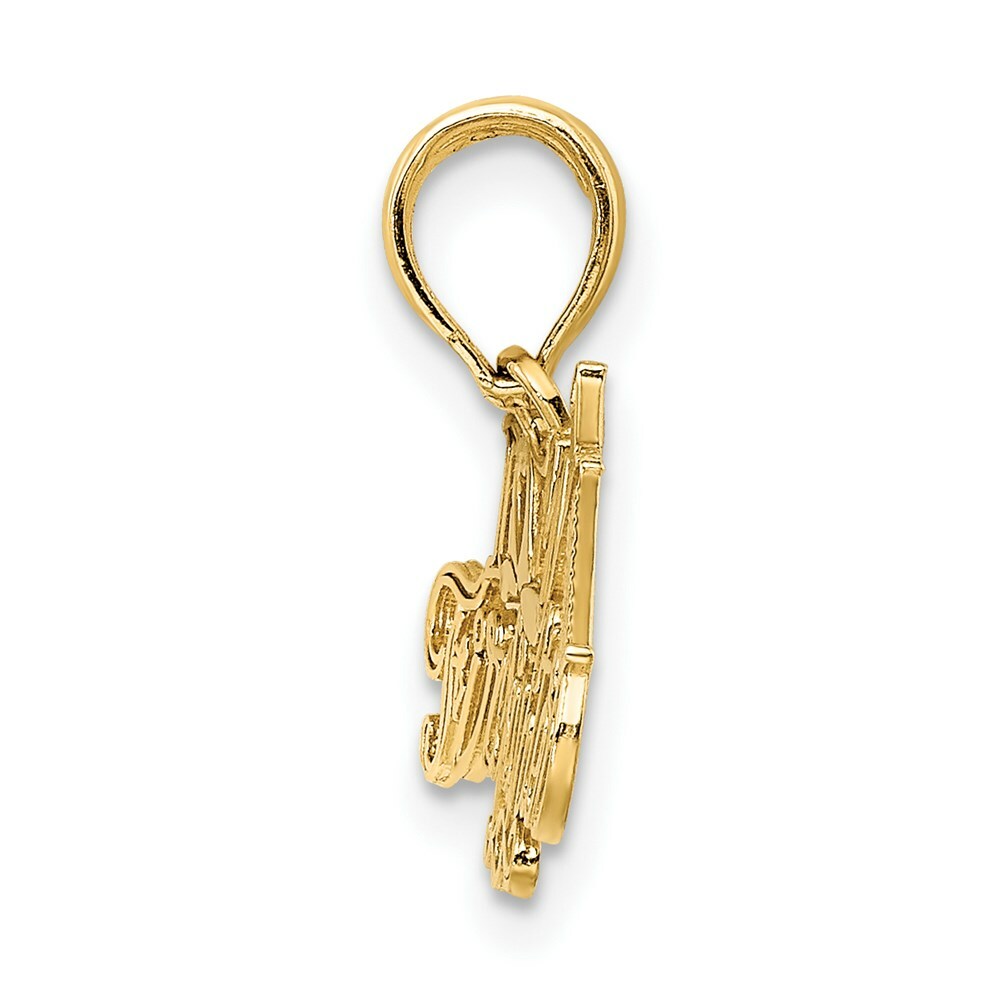 14K Yellow Gold I Love My Firefighter Charm Pendant