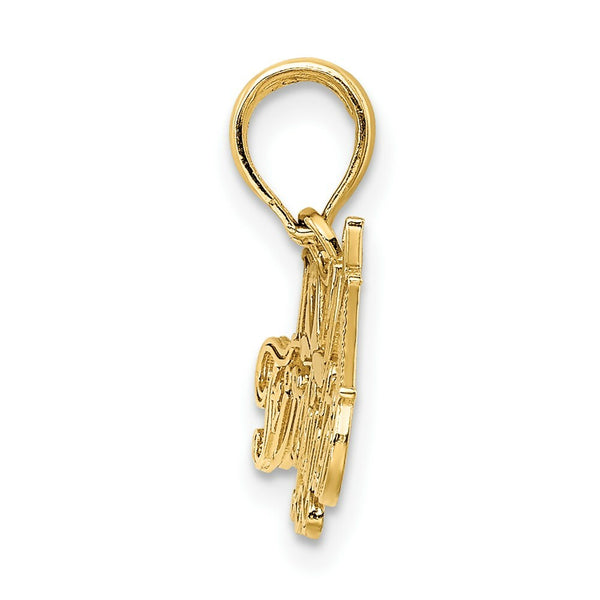 14K Yellow Gold I Love My Firefighter Charm Pendant