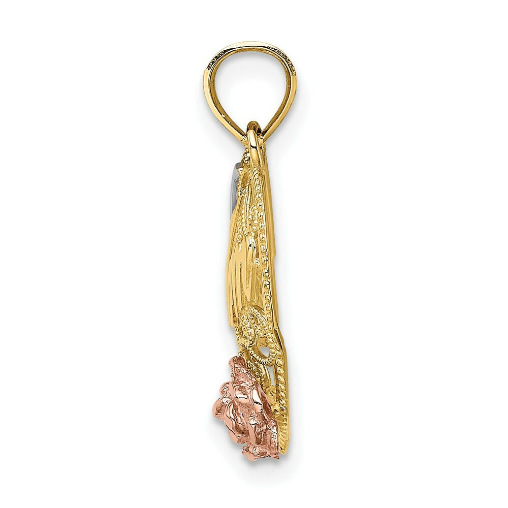 14K Two-tone Yellow & Rose Gold With #1 MOM Heart Charm Pendant