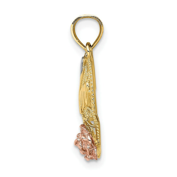 14K Two-tone Yellow & Rose Gold With #1 MOM Heart Charm Pendant