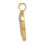 Load image into Gallery viewer, 14k Two-Tone Gold Beaded Cut-Out Heart With Flowers Charm Pendant
