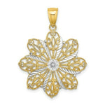 Load image into Gallery viewer, 14K Yellow Gold with White Rhodium Diamond-cut Flower Charm Pendant
