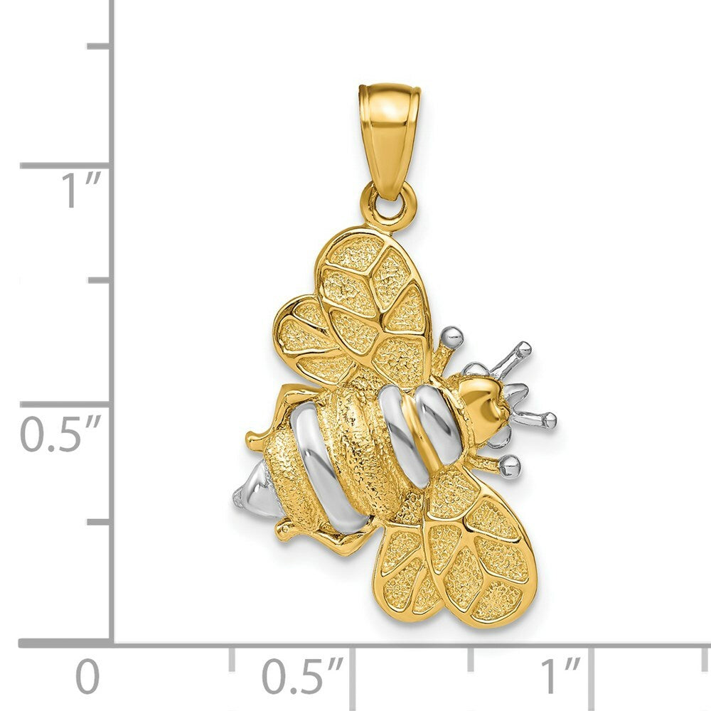 14k Two-Tone Gold 3-D BUMBLEBEE Charm Pendant