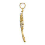 Load image into Gallery viewer, 14K Yellow Gold with White Rhodium Beaded with Diamond-cut Cross Charm Pendant

