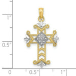 Load image into Gallery viewer, 14K Yellow Gold with White Rhodium Beaded with Diamond-cut Cross Charm Pendant
