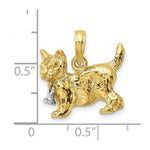 Load image into Gallery viewer, 14K Two-tone Gold 3-D Cat Dangling Bell Charm Pendant
