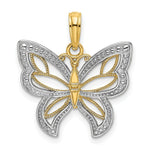 Load image into Gallery viewer, 14k Yellow Gold and White Rhodium Butterfly With Yellow Gold and White Beaded Wings Charm Pendant
