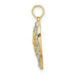Load image into Gallery viewer, 14K Yellow Gold with White Rhodium with Diamond-cut Outline Heart Charm Pendant
