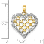 Load image into Gallery viewer, 14K Yellow Gold with White Rhodium with Diamond-cut Outline Heart Charm Pendant
