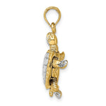 Load image into Gallery viewer, 14K Yellow Gold with White Rhodium with 3-D Land Turtle With Moveable Head Charm Pendant
