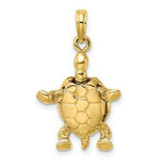 Load image into Gallery viewer, 14K Yellow Gold with White Rhodium with 3-D Land Turtle With Moveable Head Charm Pendant
