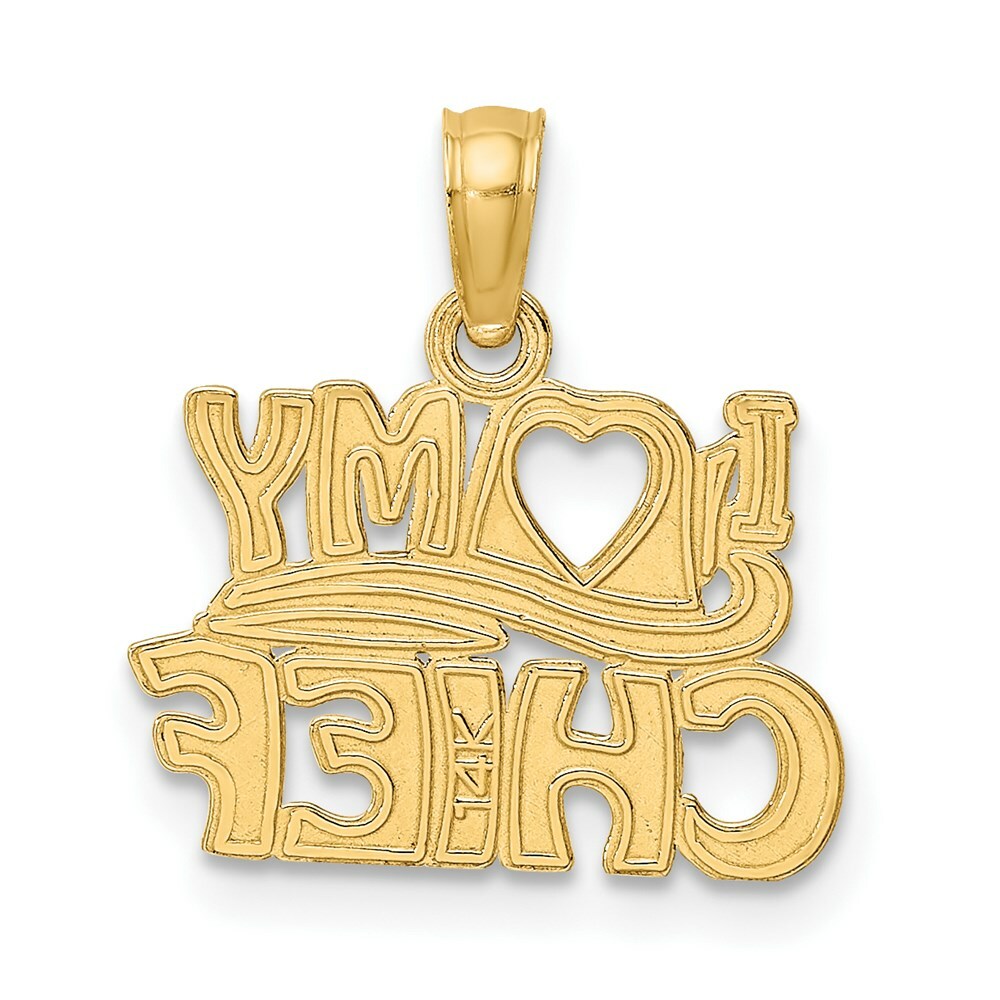 14K Yellow Gold I Love My Chief Charm Pendant
