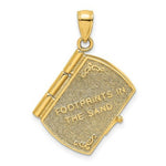 Load image into Gallery viewer, 14K Yellow Gold with White Rhodium 3-D Footprints The Sand Book With Prayer Inside Charm Pendant
