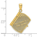 Load image into Gallery viewer, 14K Yellow Gold with White Rhodium 3-D Footprints The Sand Book With Prayer Inside Charm Pendant
