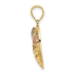 Load image into Gallery viewer, 14K Tri-Color Gold Heart With Love &amp; Flowers Charm Pendant
