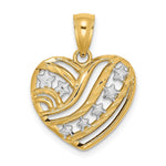Load image into Gallery viewer, 14k Yellow Gold and White Rhodium Starts with Stripes Heart Charm Pendant
