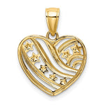 Load image into Gallery viewer, 14k Yellow Gold and White Rhodium Starts with Stripes Heart Charm Pendant
