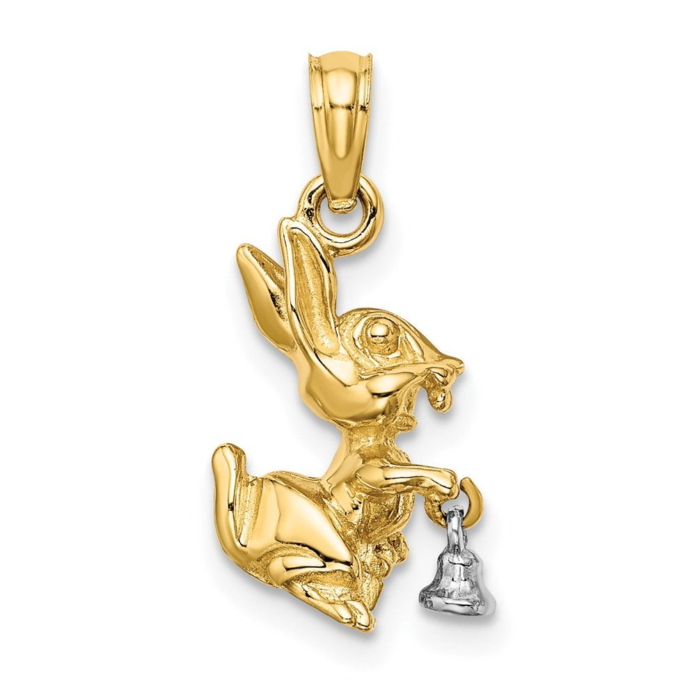 14K Two-Tone Gold Moveable 3-D Bunny Rabbit Charm Pendant