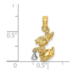 Load image into Gallery viewer, 14K Two-Tone Gold Moveable 3-D Bunny Rabbit Charm Pendant
