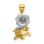 Load image into Gallery viewer, 14K Two-tone Gold 3-D Moveable Phonograph Charm Pendant
