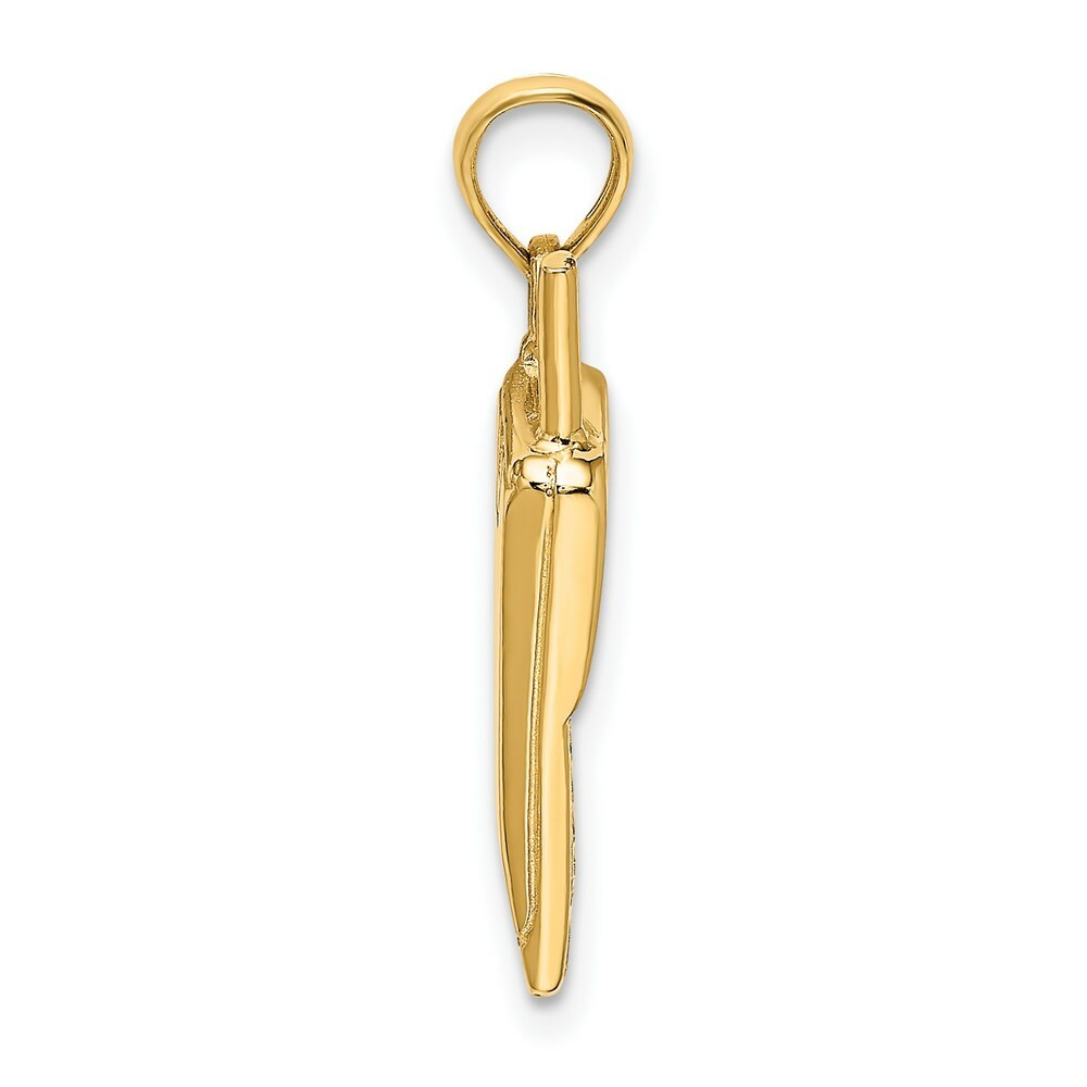 14K Yellow Gold with White Rhodium 3-D Cell Phone Charm Pendant