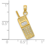 Load image into Gallery viewer, 14K Yellow Gold with White Rhodium 3-D Cell Phone Charm Pendant
