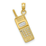 Load image into Gallery viewer, 14K Yellow Gold with White Rhodium 3-D Cell Phone Charm Pendant
