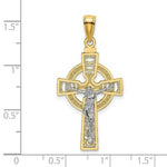 Load image into Gallery viewer, 14K Two-tone Gold Celtic Crucifix Eternity Circle Charm Pendant
