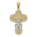 Load image into Gallery viewer, 14K Two-tone Gold Lace Trim Crucifix Charm Pendant

