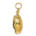 Load image into Gallery viewer, 14k Yellow Gold and White Rhodium 3-D Jack-o-Lantern With Enameled Black Cat with Moon Charm Pendant
