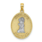 Load image into Gallery viewer, 14K Yellow Gold with White Rhodium 3-D Child's Night Time Prayer With Boy Charm Pendant
