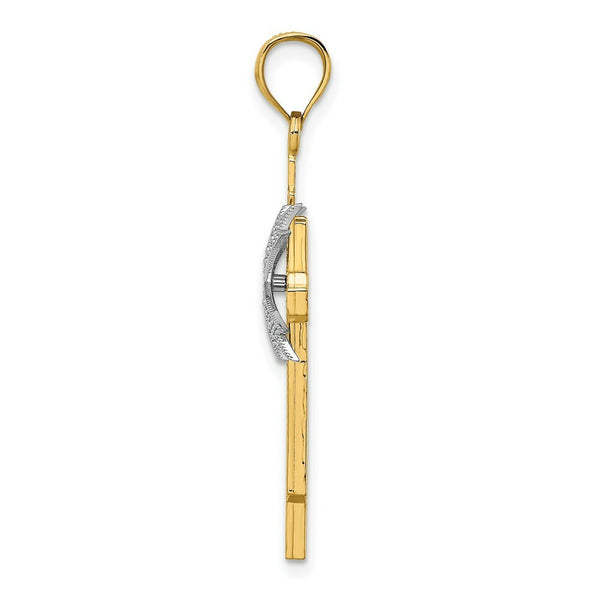 14K Two-tone Gold 2-D Fashion Cross Charm Pendant