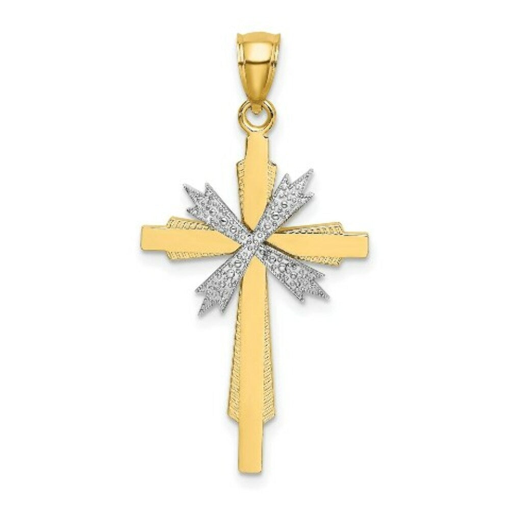 14K Two-tone Gold 2-D Fashion Cross Charm Pendant