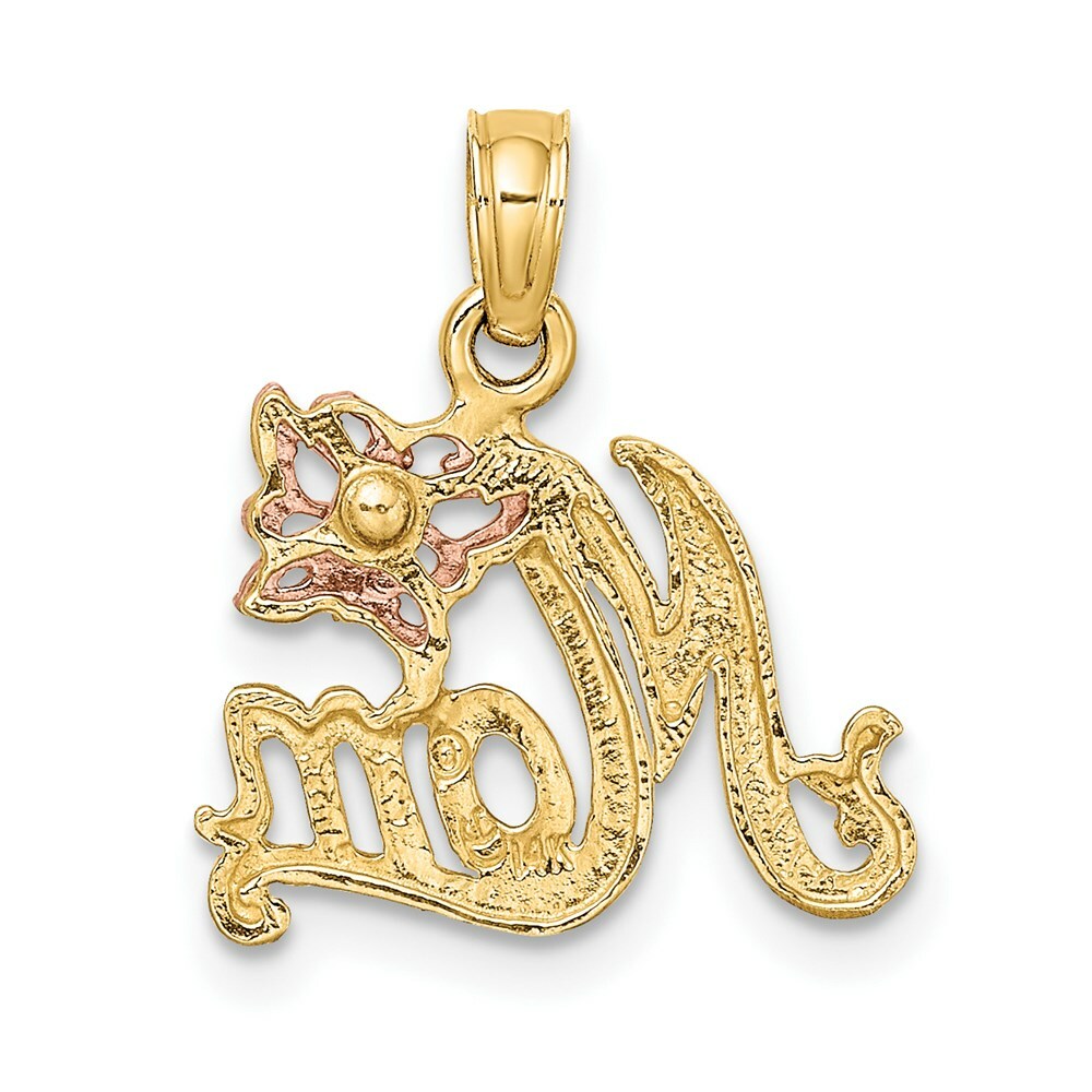 14K Two-Tone Gold Mom With Butterfly Charm Pendant