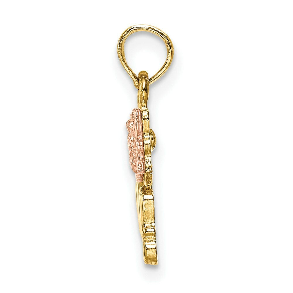 14K Two-Tone Gold Mom With Butterfly Charm Pendant