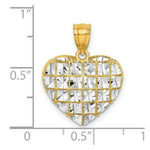 Load image into Gallery viewer, 14K Yellow Gold with White Rhodium Diamond-cut Heart Charm Pendant
