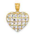 Load image into Gallery viewer, 14K Yellow Gold with White Rhodium Diamond-cut Heart Charm Pendant
