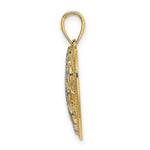 Load image into Gallery viewer, 14K Yellow Gold with White Rhodium Diamond-cut Leaves In Heart Charm Pendant
