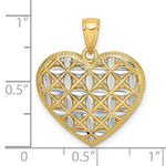 Load image into Gallery viewer, 14K Yellow Gold with White Rhodium Diamond-cut Leaves In Heart Charm Pendant
