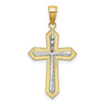 Load image into Gallery viewer, 14K Yellow Gold with White Rhodium 2-D Cross Charm Pendant

