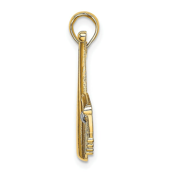 14K Yellow Gold Baseball Bat With RH Ball Charm Pendant