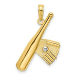 Load image into Gallery viewer, 14K Yellow Gold Baseball Bat With RH Ball Charm Pendant
